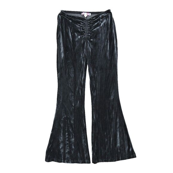 Urban Outfitters Apolonia Velvet Flare Pants Gray Blk Medium Whimsigoth Y2K 90s - Picture 1 of 9